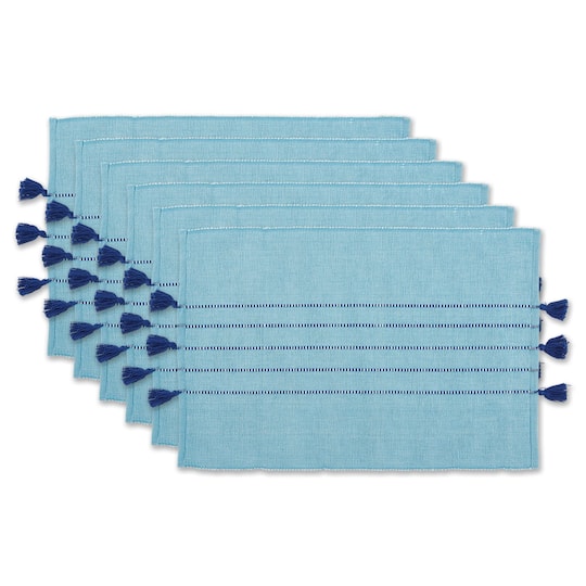 Design Imports Thera Stripe Blue 6-pc. Placemat, One Size, Blue